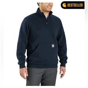 Carhartt Men's Loose Fit Midweight 1/4 Zip MockNeck Navy Pullover Sweatshirt 3XL